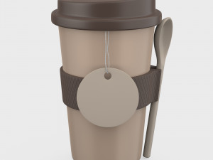 thermo cup with a spoon 3D Model