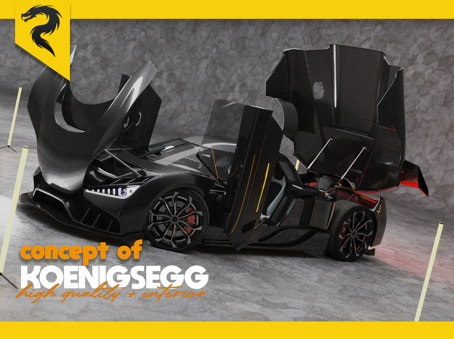 Super car concept koenigsegg engine and interior 3D Model .c4d .max .obj .3ds .fbx .stl .blend 