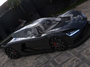 Super car concept koenigsegg engine and interior 3D Model