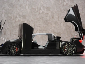 Super car concept koenigsegg engine and interior 3D Model