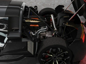 Super car concept koenigsegg engine and interior 3D Model