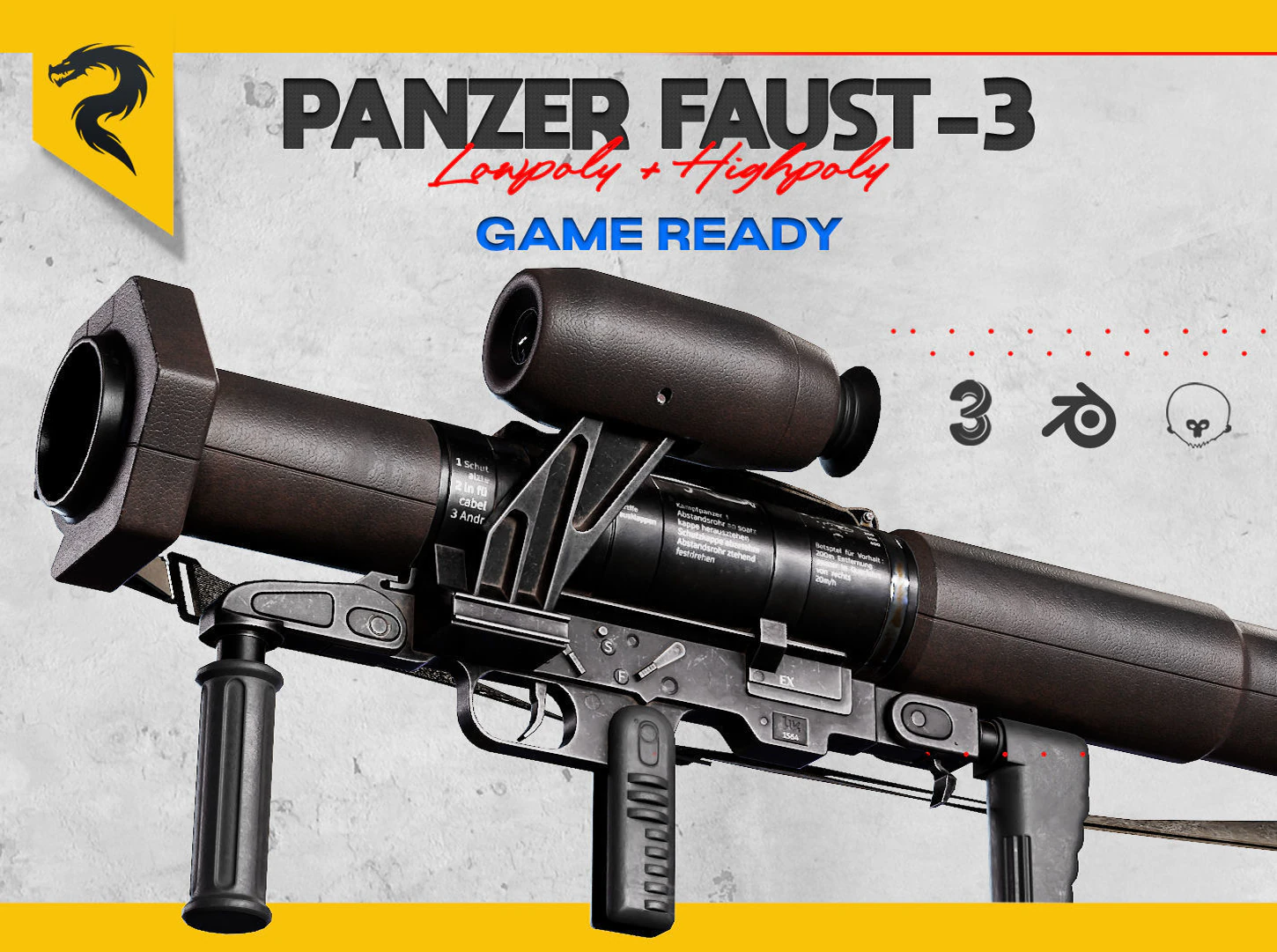 Panzerfaust 3 rocket launcher game ready asset 3D Model .c4d .max .obj .3ds .fbx .stl .blend 