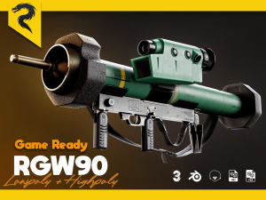 RGW 90 Rocket Launcher game ready asset Modelo 3D