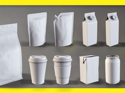 50 Food Package BASE MESH 3D मॉडल