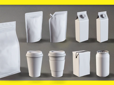 50 Food Package BASE MESH 3D Model