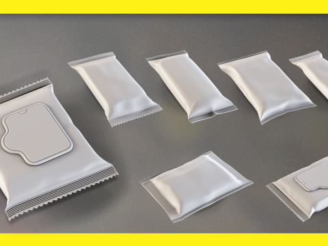 50 Food Package BASE MESH 3D मॉडल
