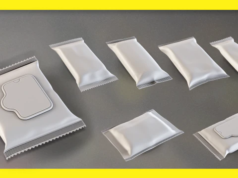 50 Food Package BASE MESH 3D Model
