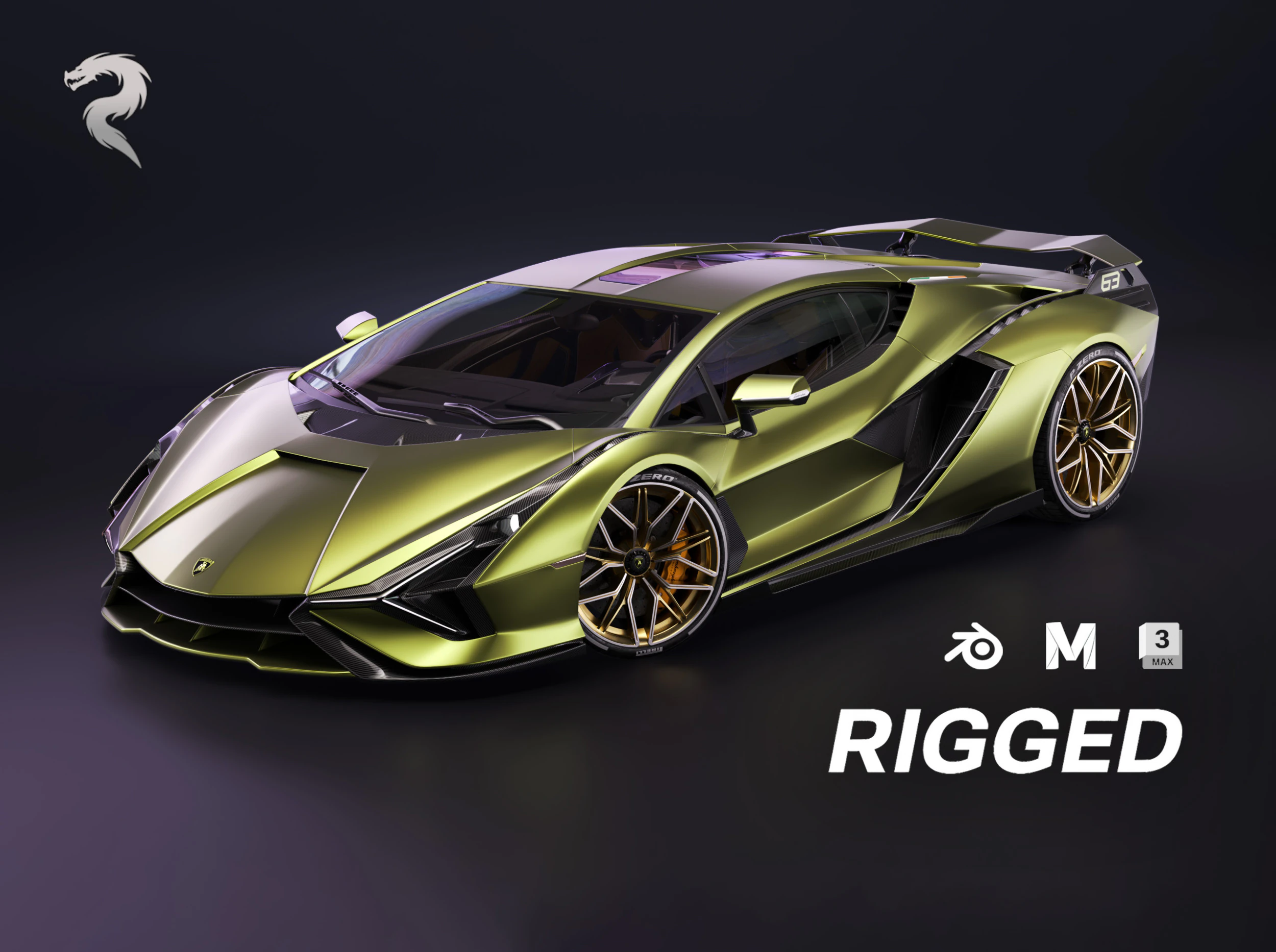 Lambo rghini sian 3D Model .c4d .max .obj .3ds .fbx .stl .blend