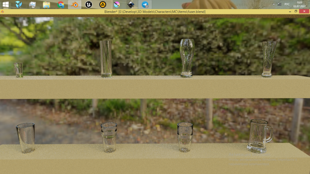 Glasses for alcohol drinks 3D Model .c4d .max .obj .3ds .fbx .stl .blend 