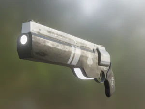 Cyber revolver Low-poly 3D Model
