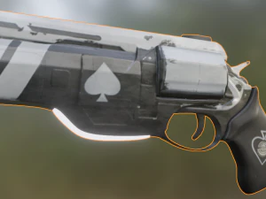 Cyber revolver Low-poly 3D Model