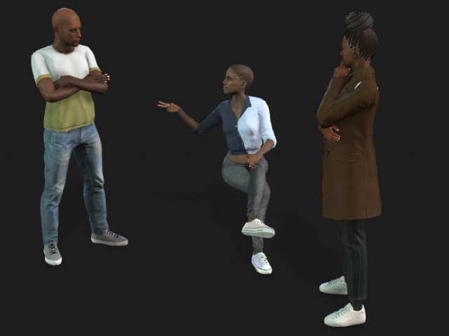 Rigged 3 Pack Man and Women discussion Collection Low-poly 3D-Modell .c4d .max .obj .3ds .fbx .stl .blend 