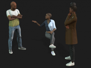 Rigged 3 Pack Man and Women discussion Collection Low-poly 3D 模型