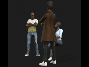 Rigged 3 Pack Man and Women discussion Collection Low-poly 3D-Modell