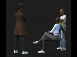 Rigged 3 Pack Man and Women discussion Collection Low-poly 3D-Modell