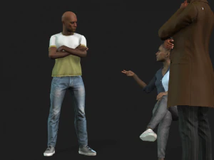 Rigged 3 Pack Man and Women discussion Collection Low-poly 3D Model