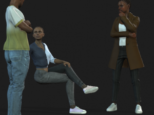 Rigged 3 Pack Man and Women discussion Collection Low-poly 3D-Modell