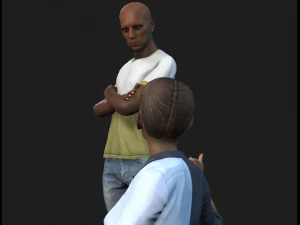 Rigged 3 Pack Man and Women discussion Collection Low-poly 3D Model