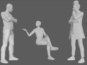 Rigged 3 Pack Man and Women discussion Collection Low-poly 3D Model