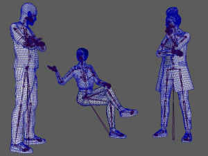 Rigged 3 Pack Man and Women discussion Collection Low-poly 3D Model