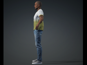 Meet Valence - Average Age Rigged Black Man Standing 3D Model