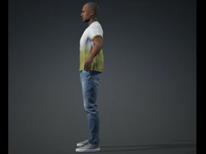 Meet Valence - Average Age Rigged Black Man Standing 3D Model