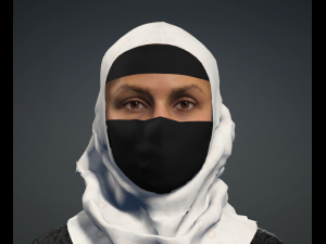 MIRIAM - Standing Traditional Rigged Muslim Woman Low-poly 3D Model
