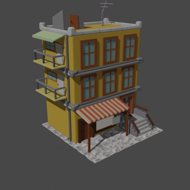 three-storey house 3D 모델 .c4d .max .obj .3ds .fbx .stl .blend 