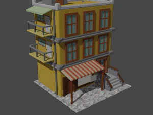 trzypiętrowy dom Model 3D