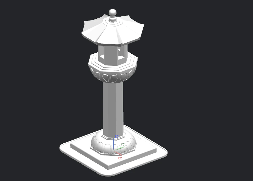 stone lantern 3D Model .c4d .max .obj .3ds .fbx .stl .blend 
