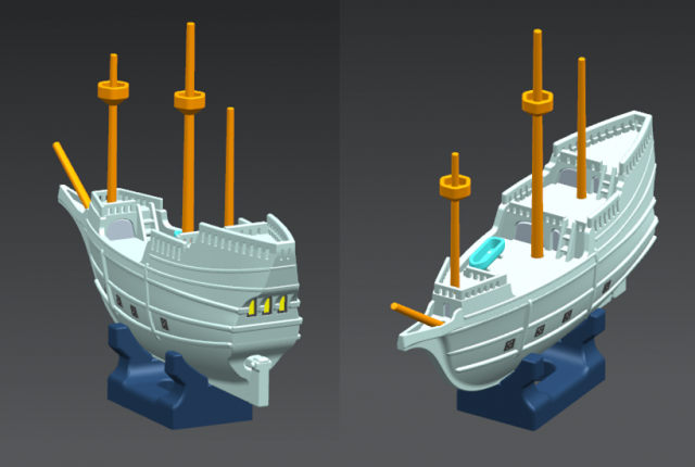 sailboat - mayflower 3D Модель .c4d .max .obj .3ds .fbx .stl .blend 