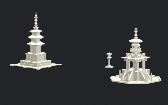 stone pagoda at bulguksa temple 3D Model .c4d .max .obj .3ds .fbx .stl .blend 