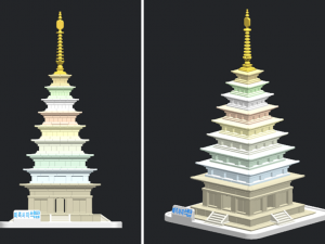 stone pagoda at mireuksa temple site 3D Model