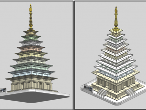 stone pagoda at mireuksa temple site 3Dモデル