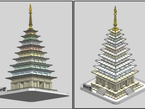 stone pagoda at mireuksa temple site 3D Model