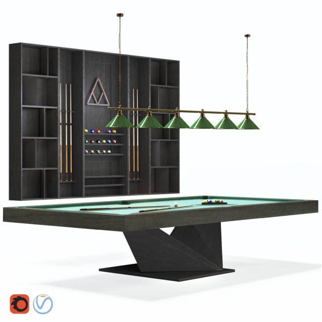 billiard room set Modelo 3D .c4d .max .obj .3ds .fbx .stl .blend 