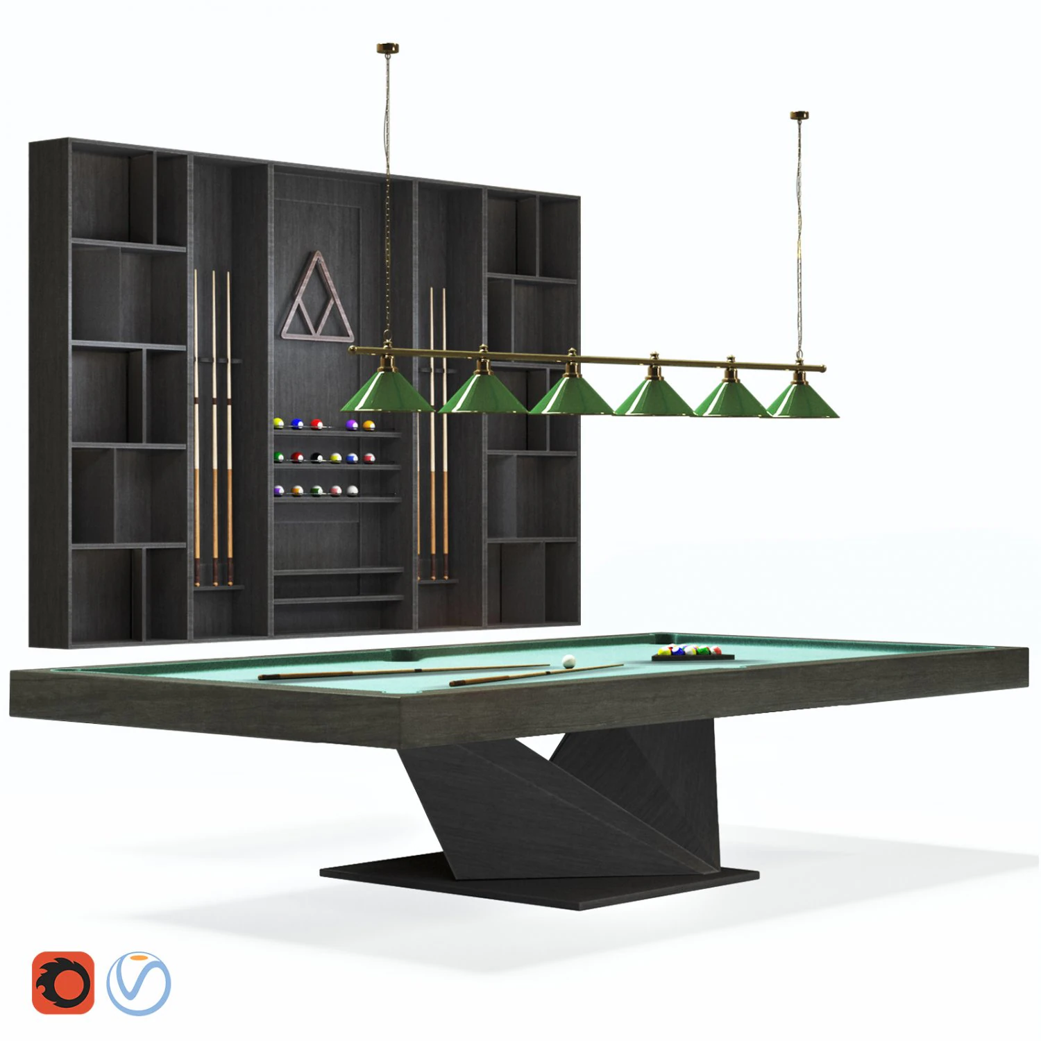 billiard room set 3D Model .c4d .max .obj .3ds .fbx .stl .blend 