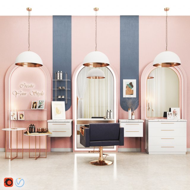 beauty salon Modèle 3D .c4d .max .obj .3ds .fbx .stl .blend 