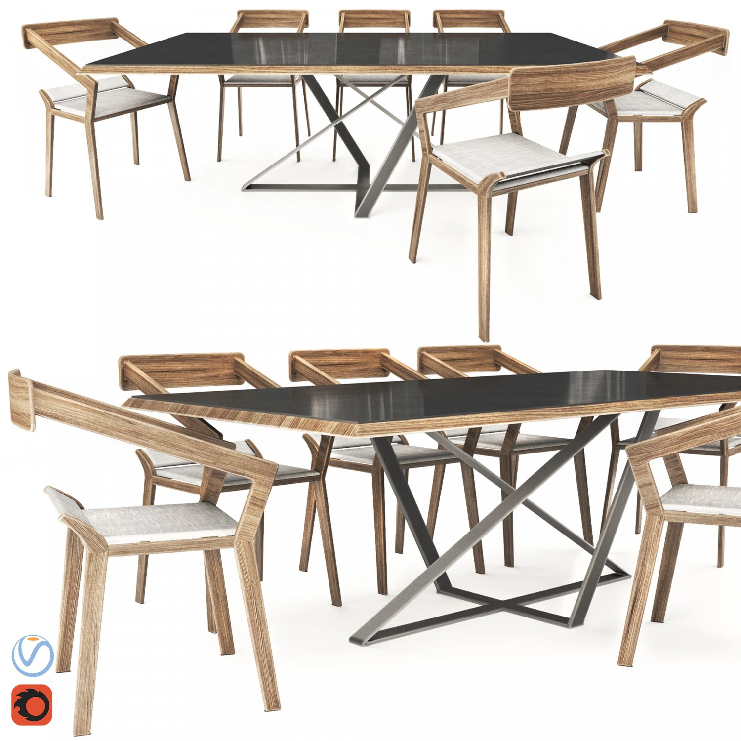 diningset 3D Model .c4d .max .obj .3ds .fbx .stl .blend 