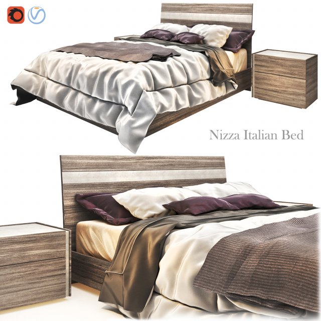 nizza italian bed 3D Model .c4d .max .obj .3ds .fbx .stl .blend 