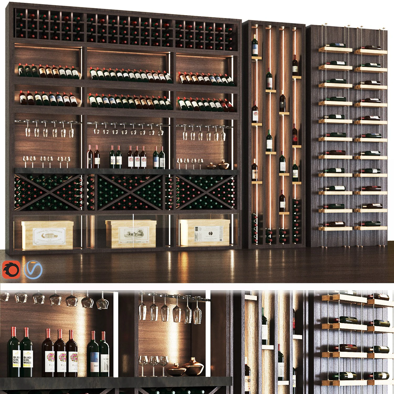 wine cellar 3D Model .c4d .max .obj .3ds .fbx .stl .blend 