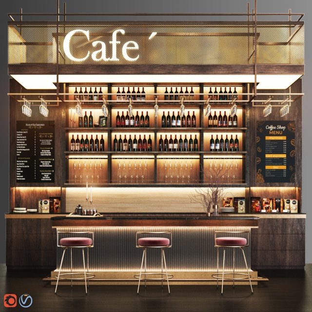 cafe04 3D Model .c4d .max .obj .3ds .fbx .stl .blend 