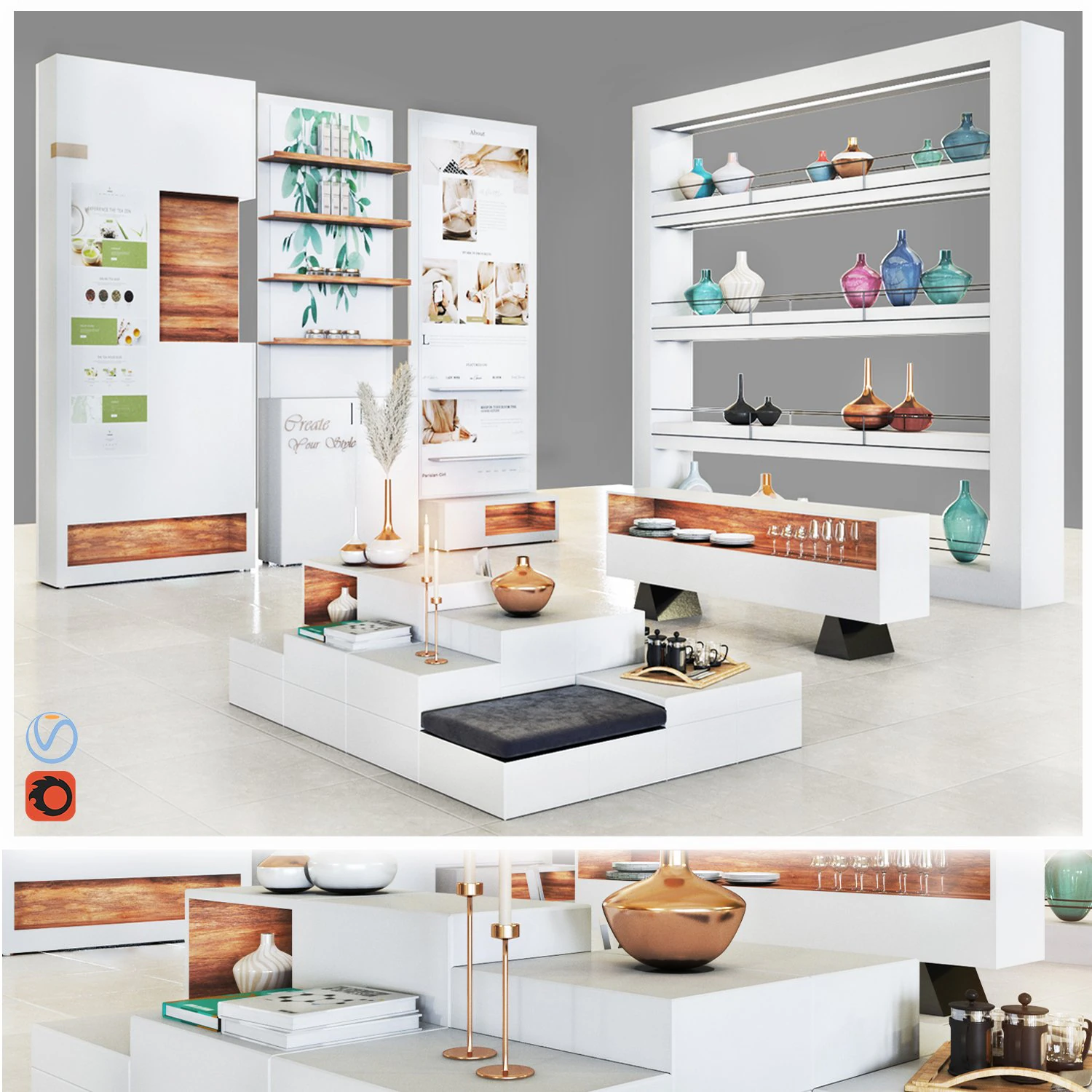 mall -white set01 3D Model .c4d .max .obj .3ds .fbx .stl .blend 