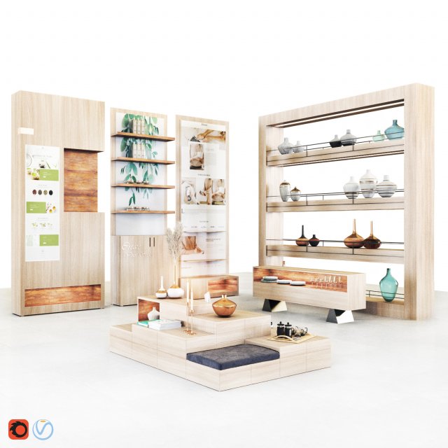 mall -wooden set01 3D Model .c4d .max .obj .3ds .fbx .stl .blend 