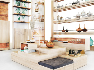 mall -wooden set01 3D Model