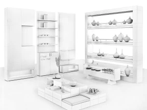 mall -wooden set01 3D Model