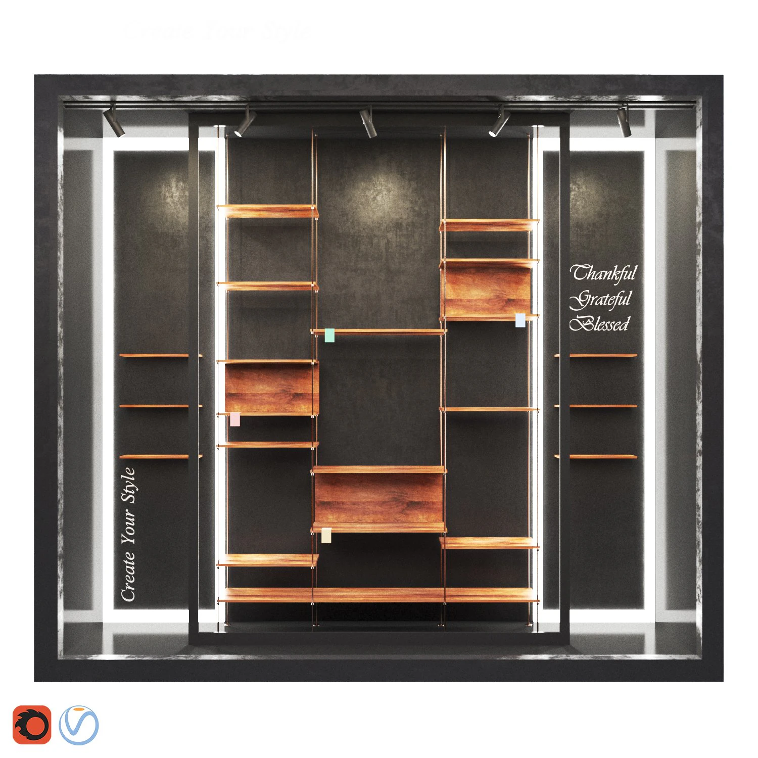 shop window-shelf 3D Model .c4d .max .obj .3ds .fbx .stl .blend 