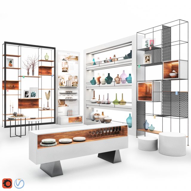 mall -white set02 Modello 3D .c4d .max .obj .3ds .fbx .stl .blend 