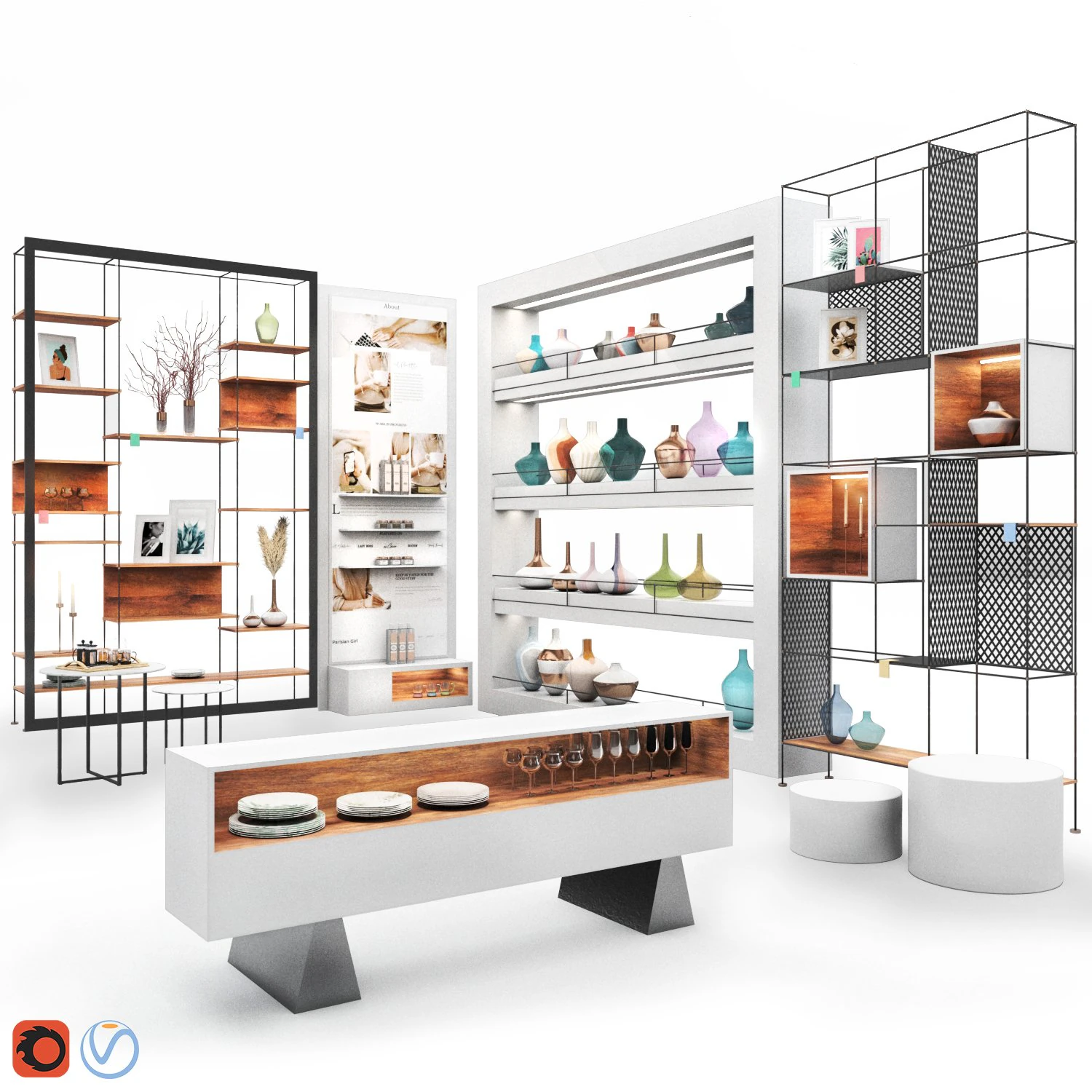 mall -white set02 3D Model .c4d .max .obj .3ds .fbx .stl .blend