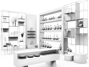 mall -white set02 Modello 3D